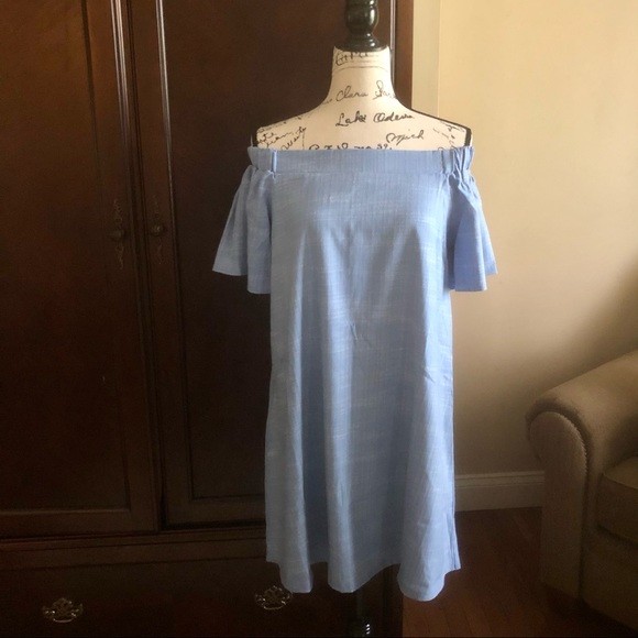 Love Richie—Chambray OTS Ruffle Swing Dress!! (BNWT) PERFECT FOR SPRING/SUMMER!! - Picture 3 of 8